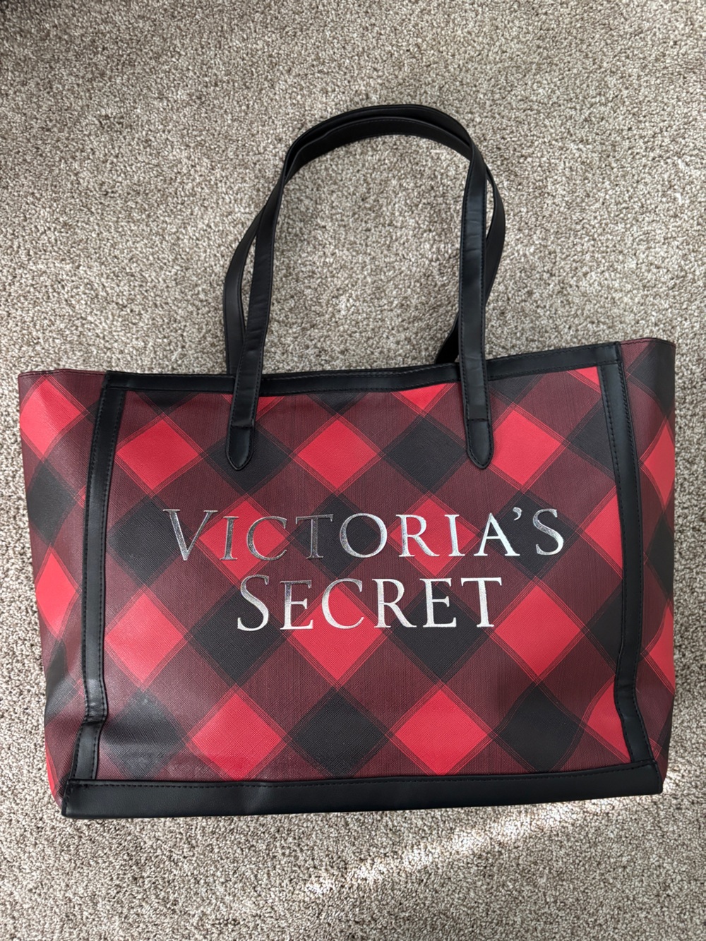 Victoria's Secret Red and Black Plaid Tote